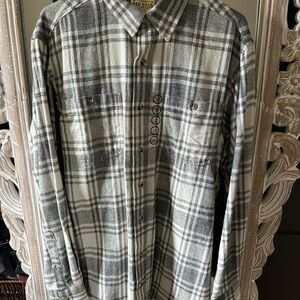 RedHead Gray and White Plaid Casual Button Down Shirt